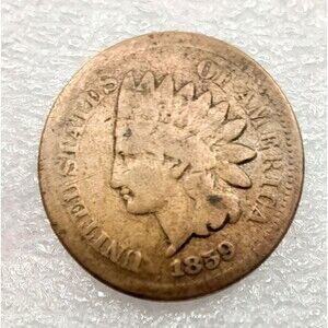 1859 Indian Head Cent • First Year Issue • Laurel Wreath Reverse • Ungraded...